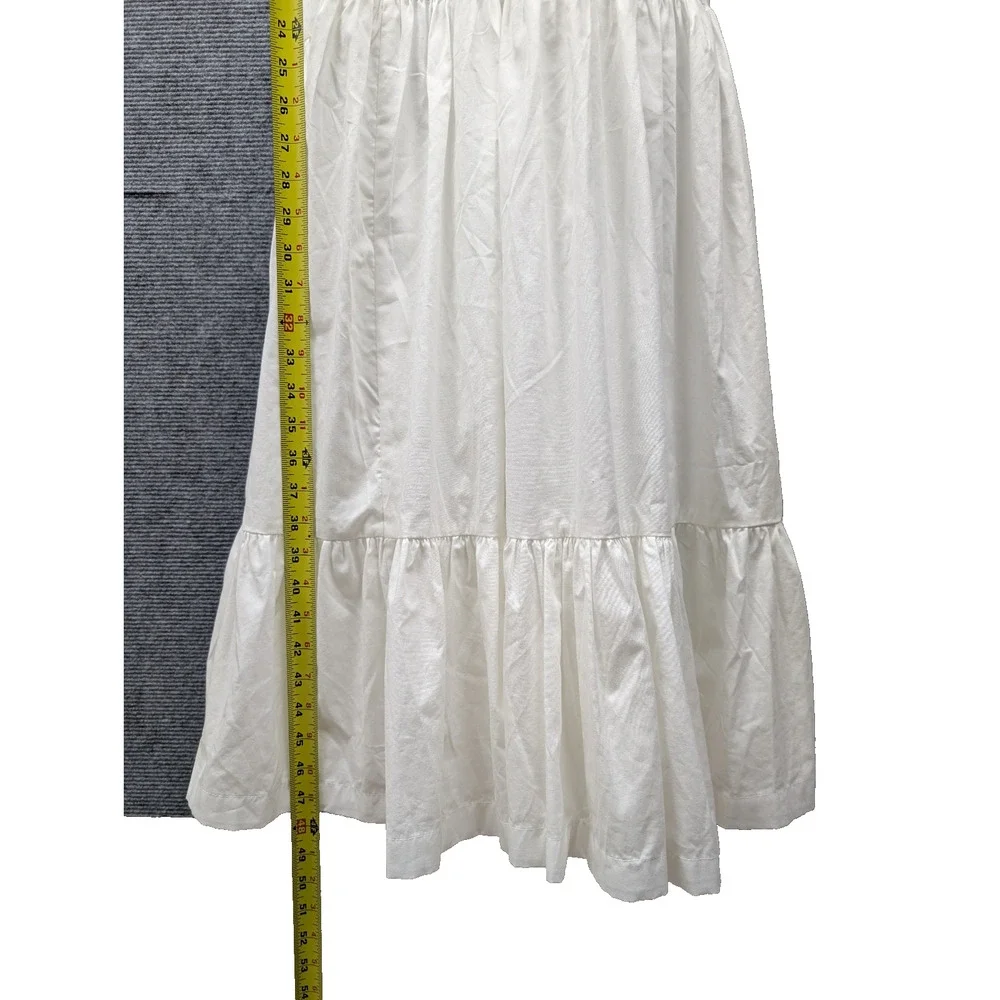 Abercrombie & Fitch Smocked Maxi Dress Womens XS Petite White Tiered Minimalist